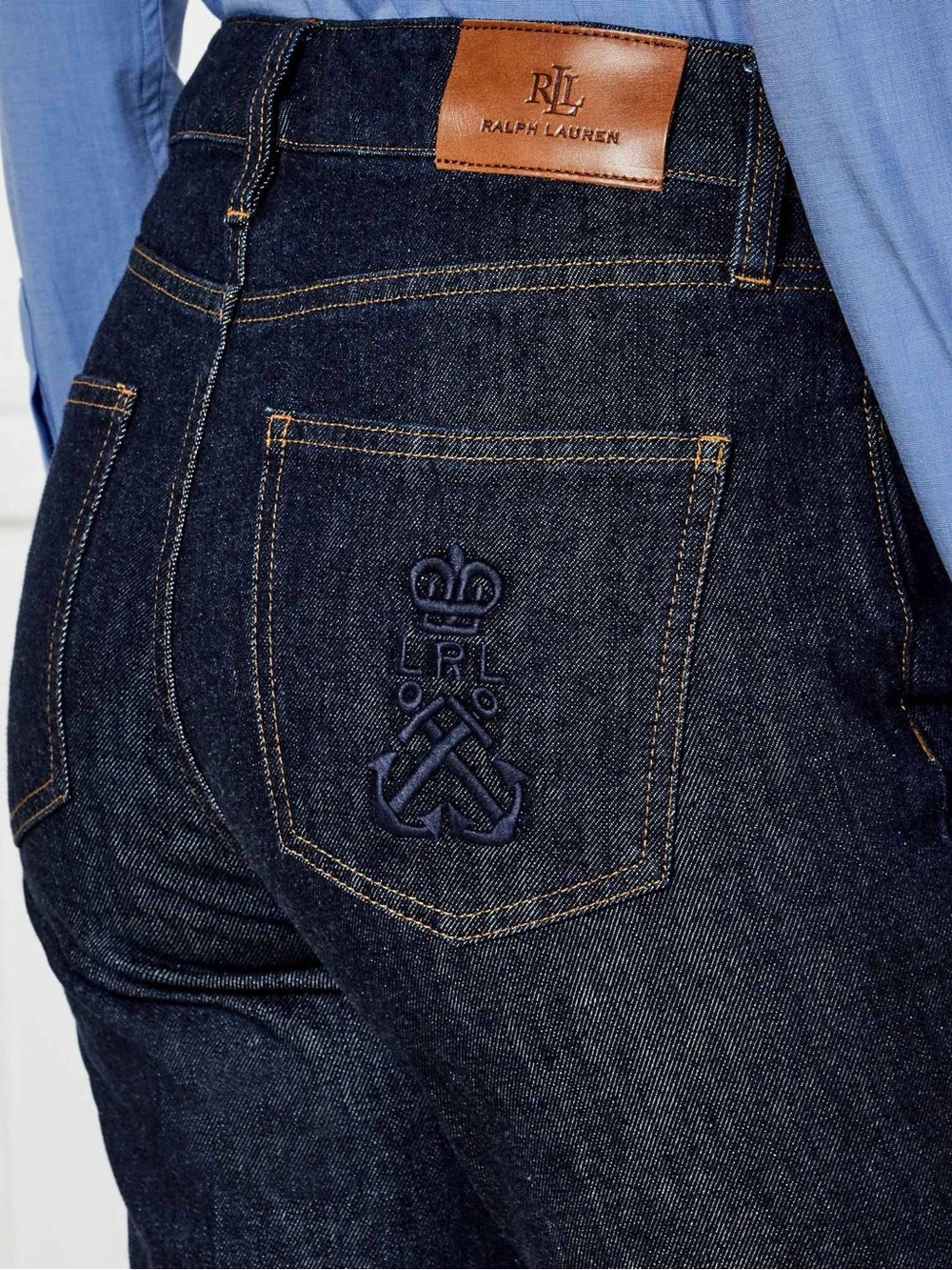 Lauren Ralph Lauren- High Rise Dark Blue Wide-Leg Button Fly Jeans • 18W • NWT - Picture 3 of 10